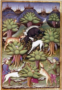 Scene of wild boar hunting from 