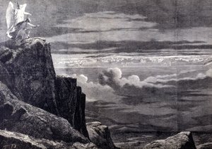 Seen of Heavenly Jerusalem; image of earthly Jerusalem after the Last Judgment. Engraving of the 19th century. by Unknown artist