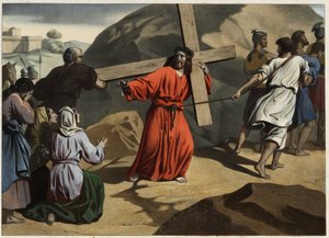 Jesus carrying his cross consoles the daughters of Jerusalem (Anonymous engraving from the middle of the 19th century) by Unknown artist