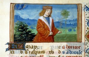 Sign of Gemini and Man in the Fields - Miniature, Middle Ages