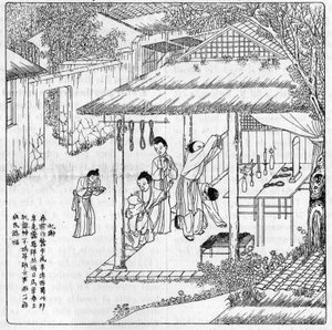 Silk and silk worm in China: thanks to the goddess of silk by Unknown artist