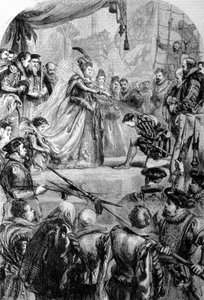 Sir Francis Drake (1540-1596), English navigator was knighted by Queen Elizabeth I in 1581. Engraving