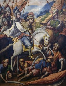 St James on horseback killing Moors, detail from the Paravento della conquista