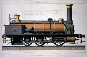 Steam locomotive - drawing in the wash