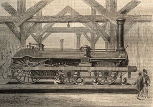 Steam Locomotive Model, Crampton System Named Thomas Russell Crampton. Engraving from 1856