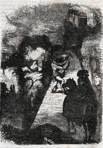 Struggle between Roland and Rodomont - engraving of 1851 from 