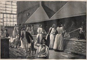 Students and professors in the practical laboratory of the Conservatoire des Arts et Metiers of Paris
