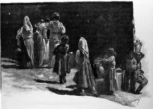 Superstition: The Contemplation of Stars by the Inhabitants of the Villages of Sicily. Engraving of the 19th Century