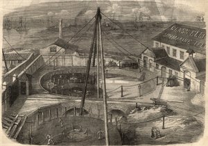 Telegraphy: The Transatlantic Cable Produced at the Glass Factory, Elliot and Company in East Greenwich is Ready to be Delivered. Engraving in 