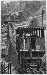 Territet Glion railroad. Glion line in Switzerland in 1884