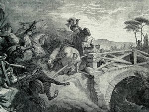 The Battle of Garigliano between French and Spanish during the Third Italian War, 29 December 1503: Gonzalo Fernandez De Cordoba called El Gran Capitan