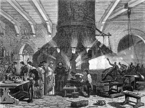 The Doge of Venice visiting the glassworks of Murano - in Wonders of Industry by Louis Figuier