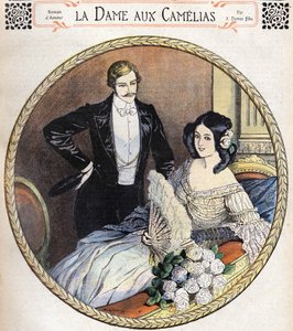 The Lady of the Camelias by Alexandre Dumas Jr., an illustration at the end of the 19th century after the journal of novels by Unknown artist