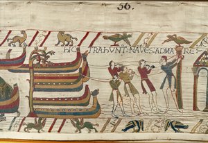 The Normans pull their ships to the sea, Bayeux Tapestry