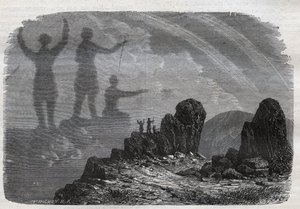 The Spectre of the Brocken in the Harz Mountains (engraving from 1877)