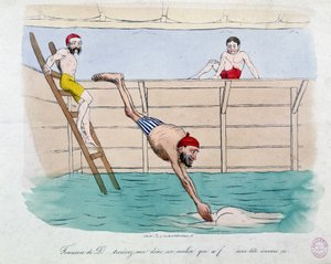 The Bath: Caricature of Public Baths (Swimming Pools) in Paris - 19th Century
