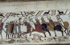 The Conquest of England by William the Conqueror in 1066: Scene of the Battle of Hastings (Detail of the Bayeux Tapestry)