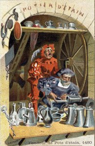 The craft of tin pot smelter in 1480