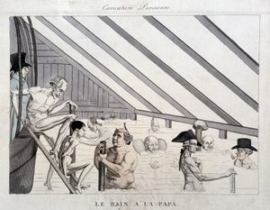 The daddy bath: caricature on the swimming pools in Paris