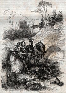 The Giant Eriphile Defeated by Roger - Engraving of 1851 from 