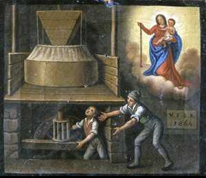 The Hand of a Young Worker is Caught in a Millstone by Unknown artist