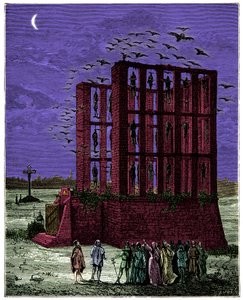 The Montfaucon Gibbet in Paris, Engraving 19th century by Unknown artist