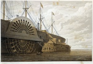 The old frigate with her freight of cable alongside the 
