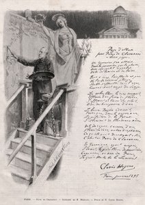 The painter Puvis de Chavannes (1824-1898) occupies painting - allegory by M. Merwart with a poesy by Clovis Hugues by Unknown artist