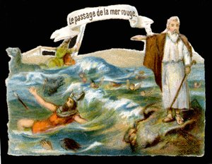 The passage of the Red Sea (Moses) - Chromolithography of the 19th century by Unknown artist