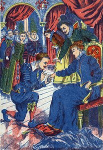 The prince tries the donkey ring. Anonymous illustration for 