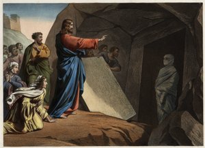 The resurrection of Lazarus. Anonymous engraving from the middle of the 19th century by Unknown artist
