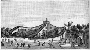 The roller coaster of the Beaujon Garden in Paris in 1821. In 