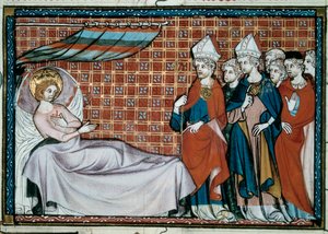 The Sick King of France Saint Louis Addressing His Relatives and the Clergy from the Manuscript Life and Miracles of Saint Louis by William of Saint Pathus by Unknown artist
