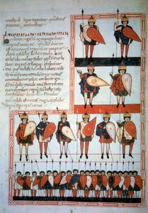 The ten kings of the apocalypse weapons of spears and shields with their troops. Miniature in 
