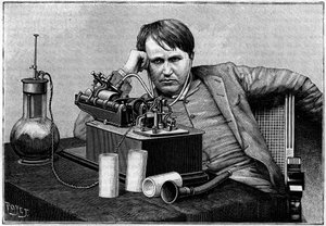 Thomas Edison (1847-1931), American Physicist, Hearing the First Phonogram Sent from England