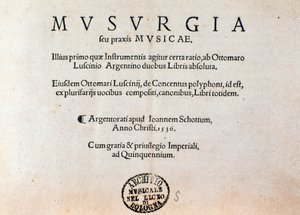 Title page of Musurgia practical manual of music by Unknown artist