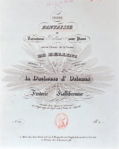 Title Page of Musical Score of Grande Fantaisie by F. Kalkbrenner