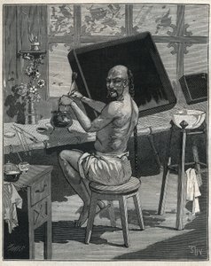 Tong Oil Lacquer in China. Engraving from 1885 in 