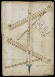 Tower measuring machine - Manuscript: parchment sheet of an engineer
