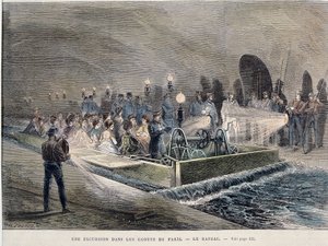 Transformations of Paris under the Second Empire, Haussmann Paris. An excursion in the sewers of Paris - engraving, late 19th century by Unknown artist