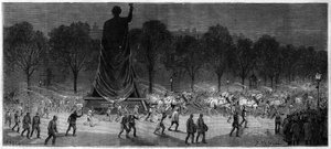 Translation of the statue of the Republique (Marianne in bronze, 9.50 m high), from the workshops of Mr. Thiebaut at the Place de la Republique in Paris in 1883 by Unknown artist