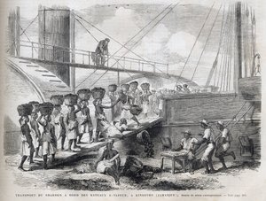 Transport of Coal on Board Steamships in Kingston - Engraving from 