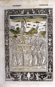 Triumph of the Chastity of Petrarch (Francesco Petrarca). Miniature. Bibl. Trivulziana, Milan.