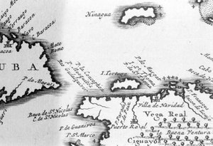Turtle Island and Santo Domingo from a 17th century map by Pierre Vandier