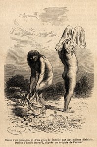 Two Siriniris Indians try to coat up pants and vest by Unknown artist