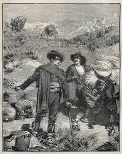 Two peasants from the Sierra Almagrera in Spain discovered the Jaroso silver deposit in 1838. Engraving from 1885 in 