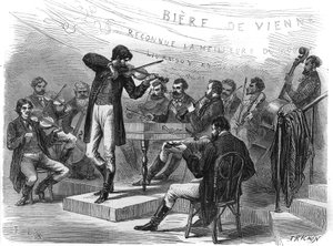 Universal exhibition: Gypsy musicians from the Austrian section. Engraving in 