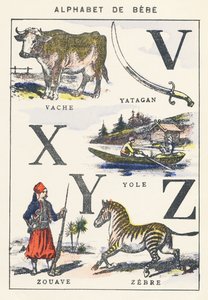 V X Y Z: cow, yole, zouave, zebra by Unknown artist