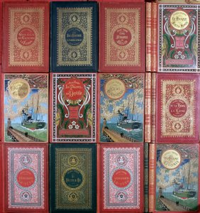 Various covers of Jules Verne