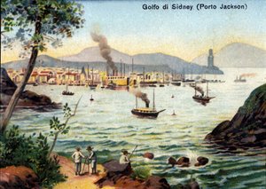 View of Port Jackson (Sydney Harbour) in Australia in the 19th Century